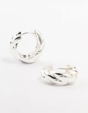 Silver Plated Twisted Hoop Earrings