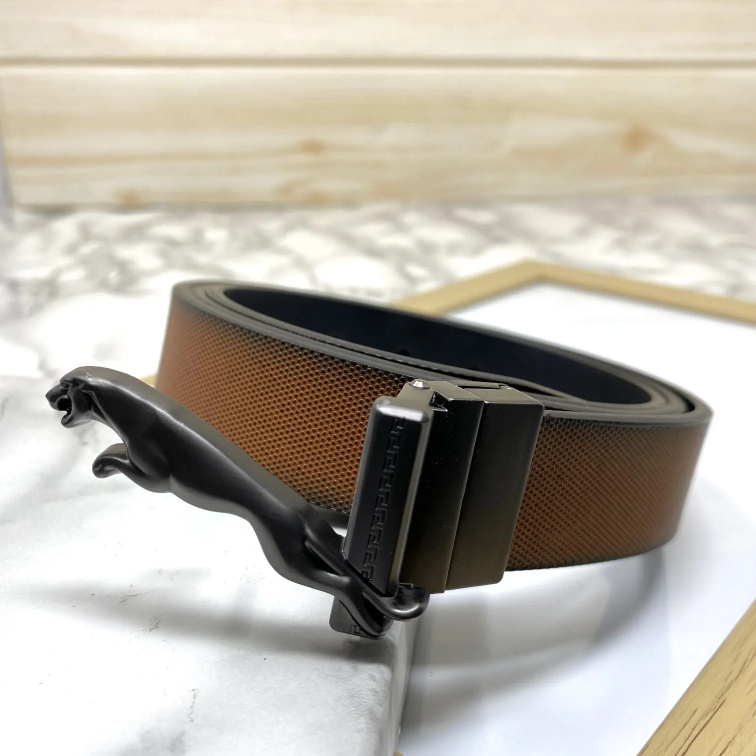 Small Jaguar Pattern Reversible Strap Belt -JonasParamount