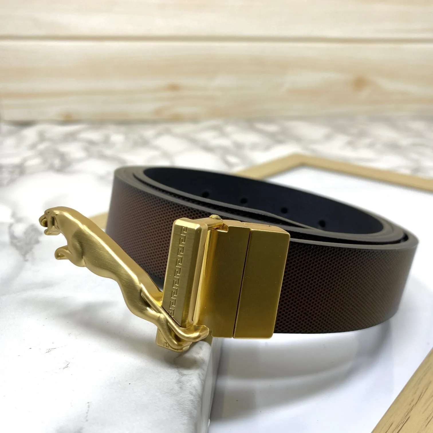 Small Jaguar Pattern Reversible Strap Belt -JonasParamount