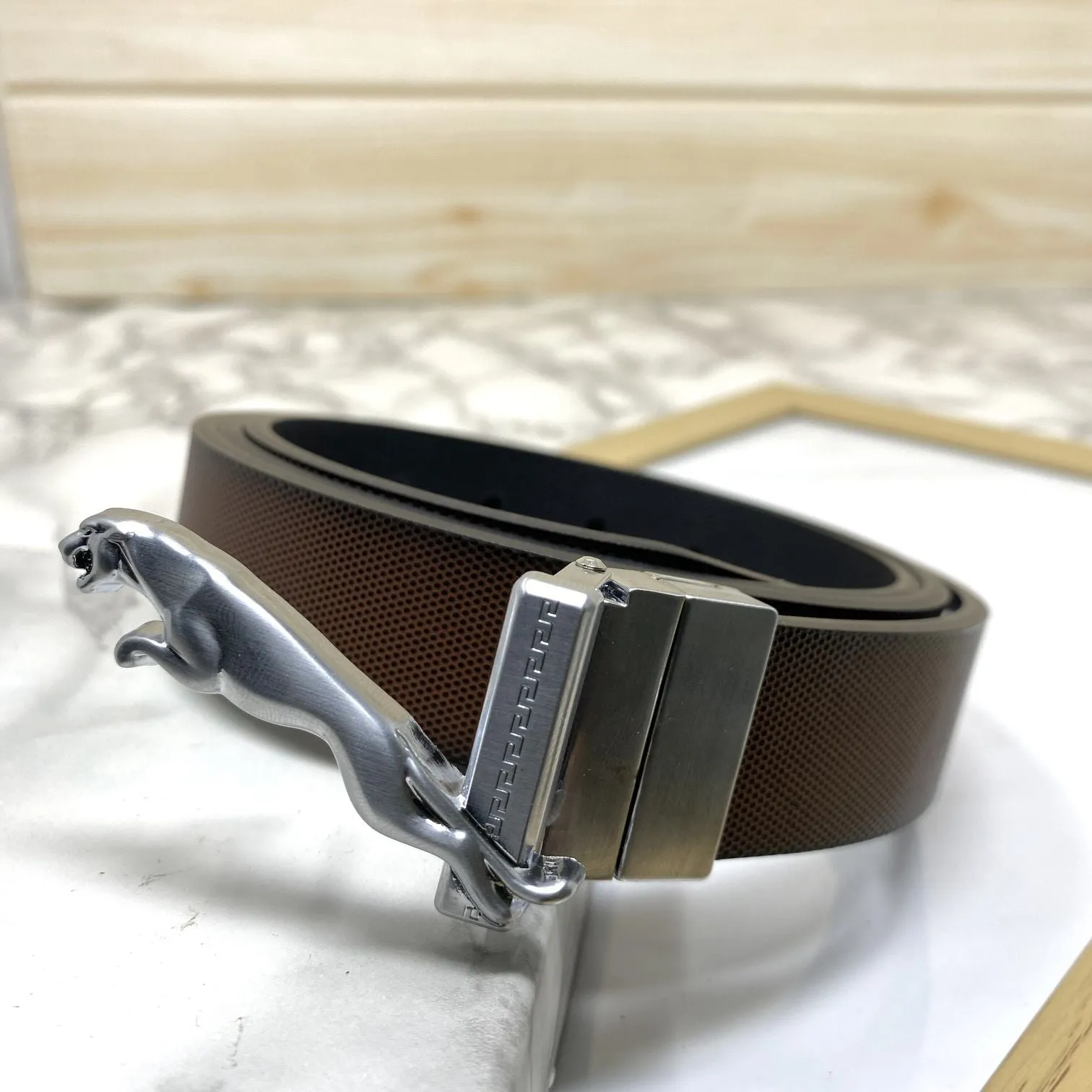 Small Jaguar Pattern Reversible Strap Belt -JonasParamount