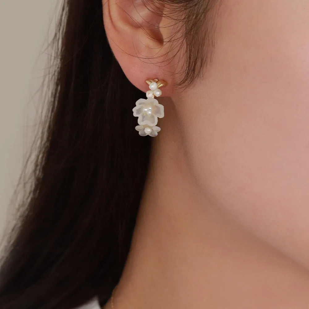 Small White Flower Earrings