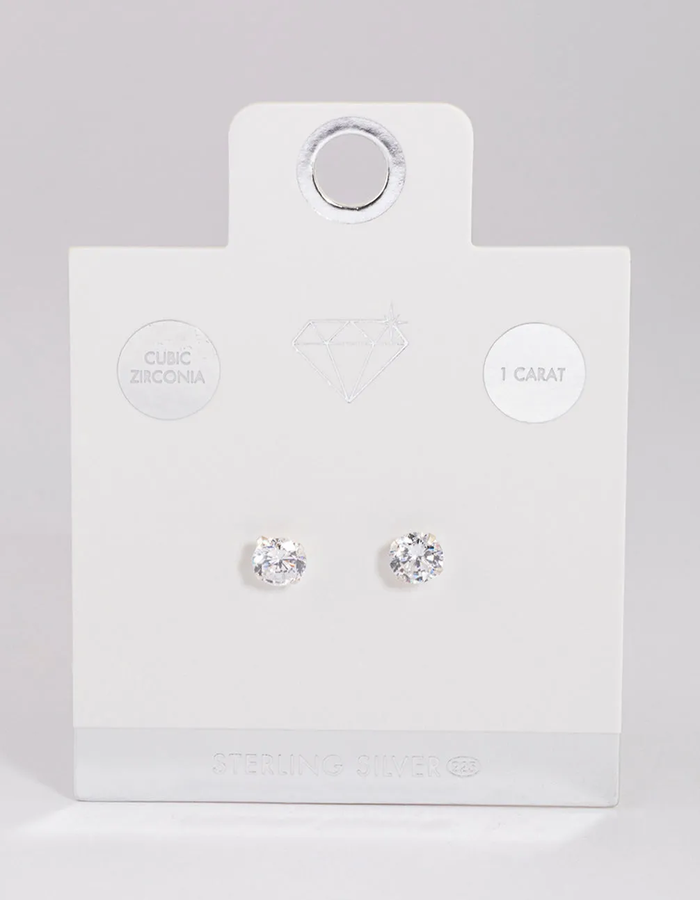 Sterling Silver Cubic Zirconia Simple Stud Earrings