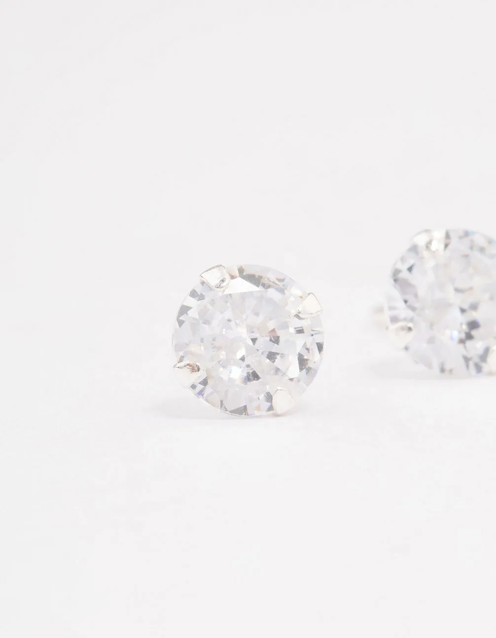 Sterling Silver Cubic Zirconia Simple Stud Earrings