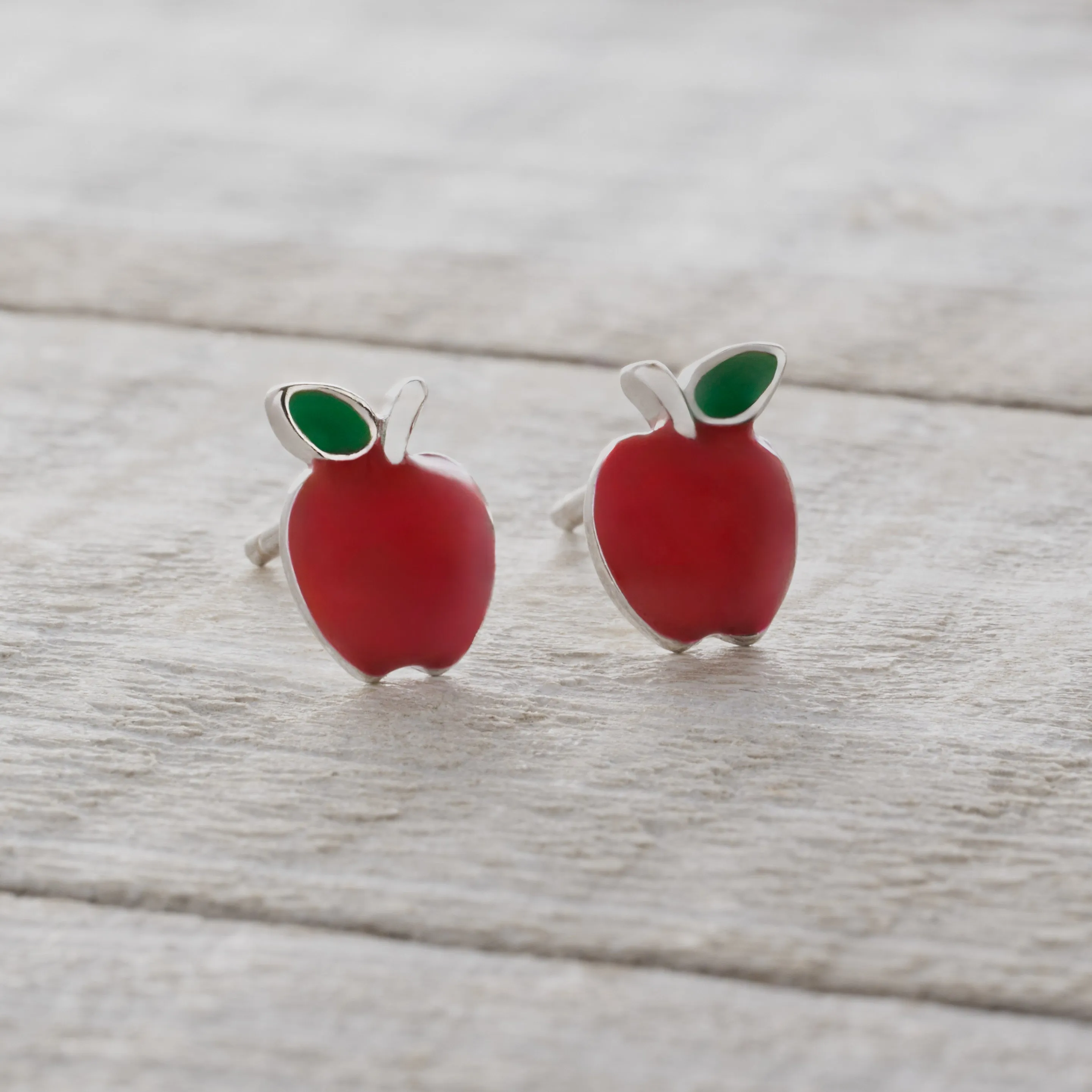 Sterling Silver Little Apple Studs