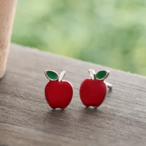 Sterling Silver Little Apple Studs