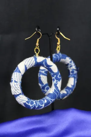 Subtle Blue African Print Earrings