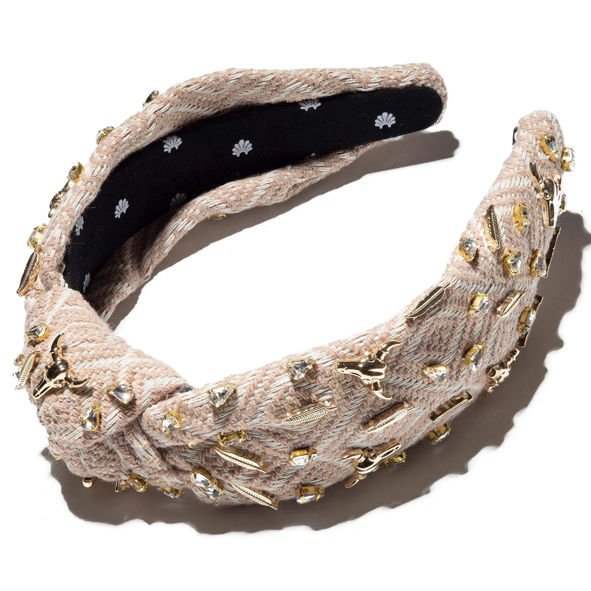 TAN DIAMOND SOUTHWESTERN EMBELLISHED KNOTTED HEADBAND