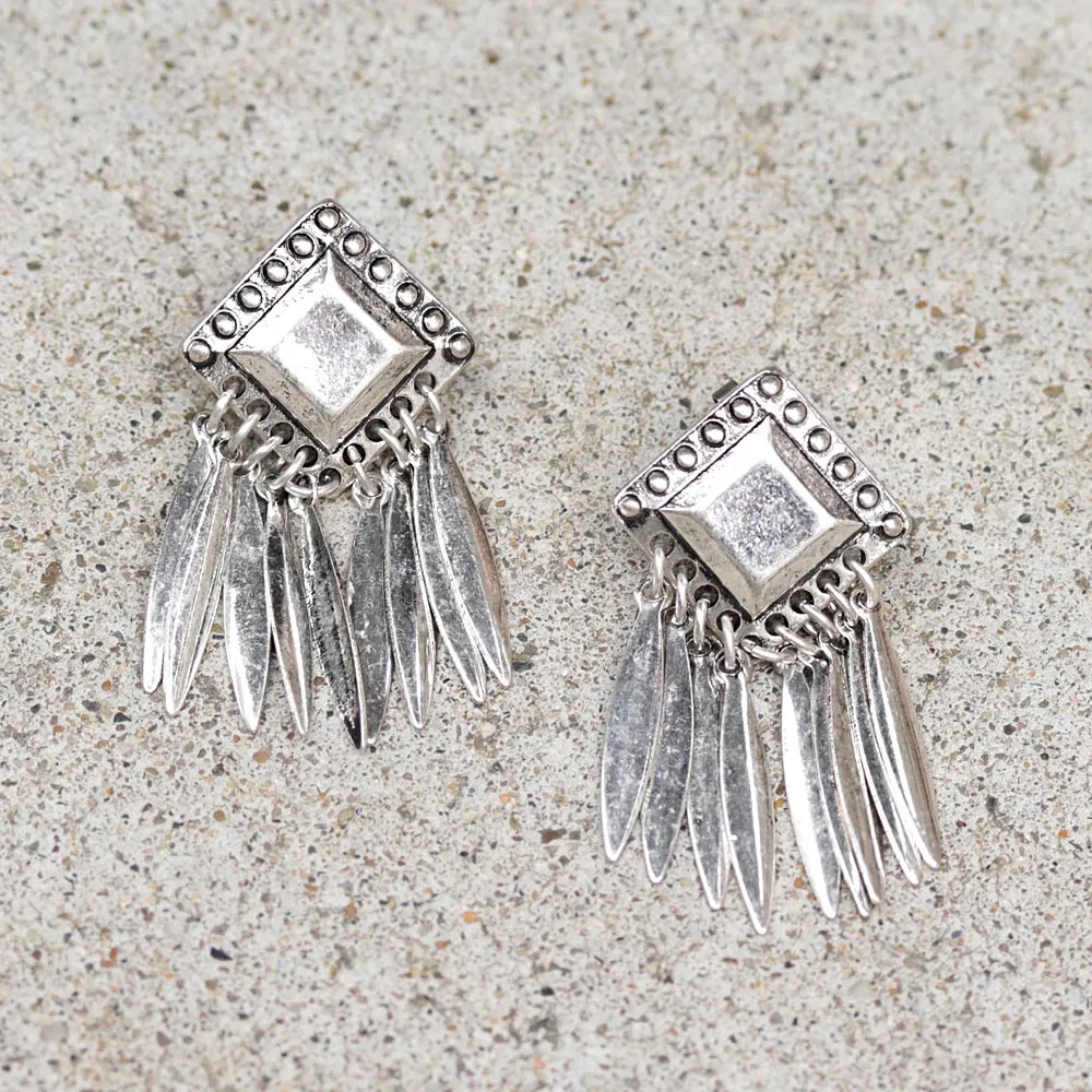 Tassel Square Titanium Earrings