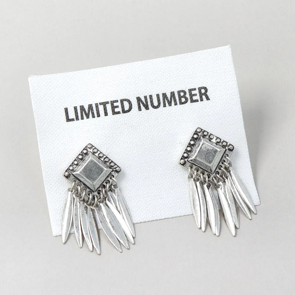 Tassel Square Titanium Earrings