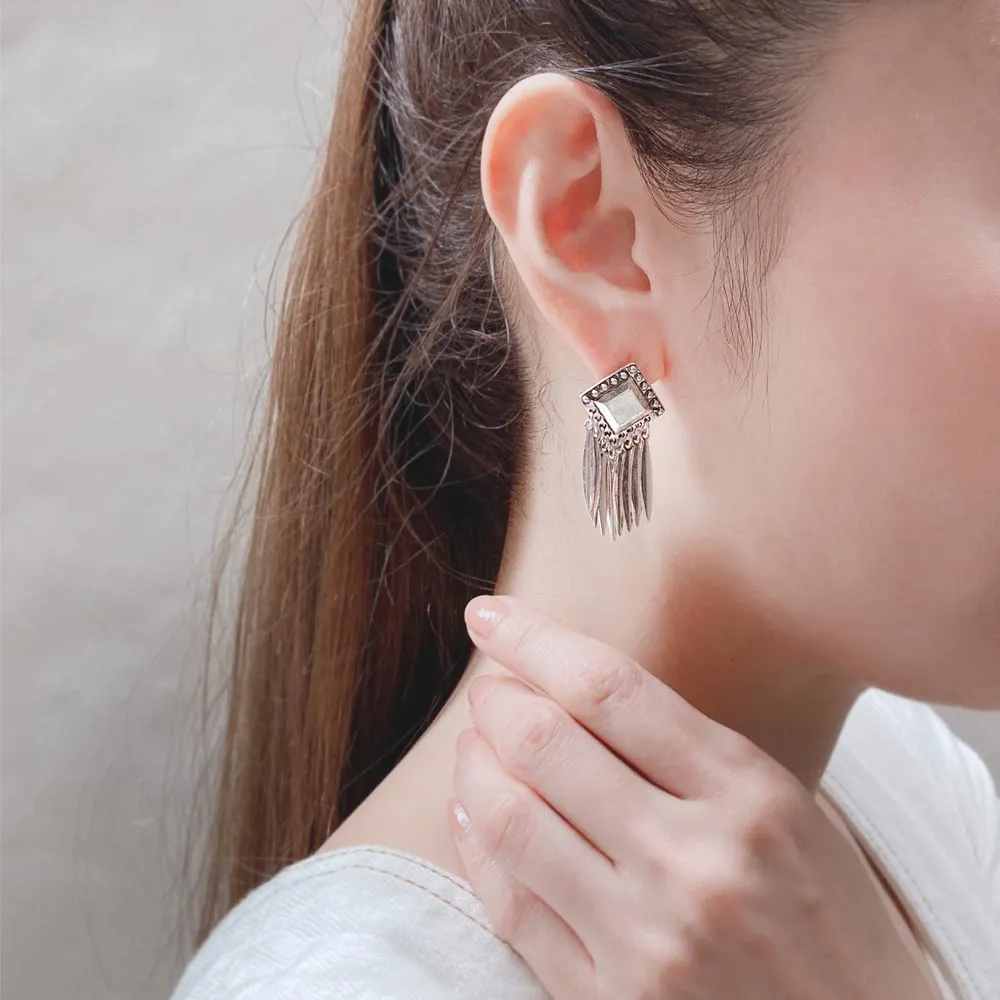 Tassel Square Titanium Earrings