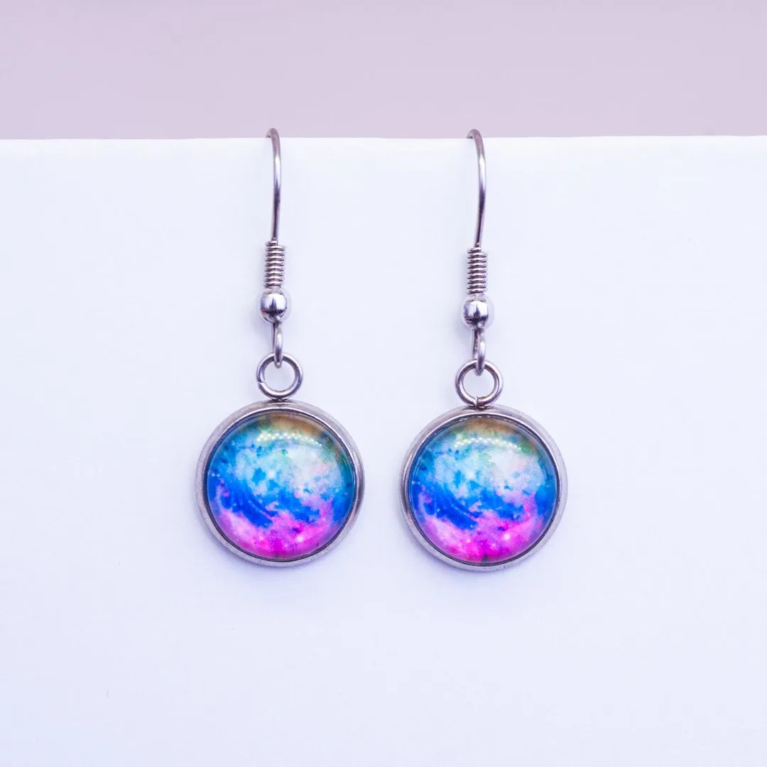 Tie dye galaxy subtle pride earrings - stud or dangle