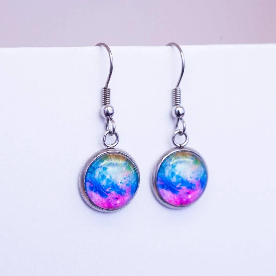 Tie dye galaxy subtle pride earrings - stud or dangle