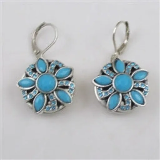 Turquoise & Silver Drop Earrings