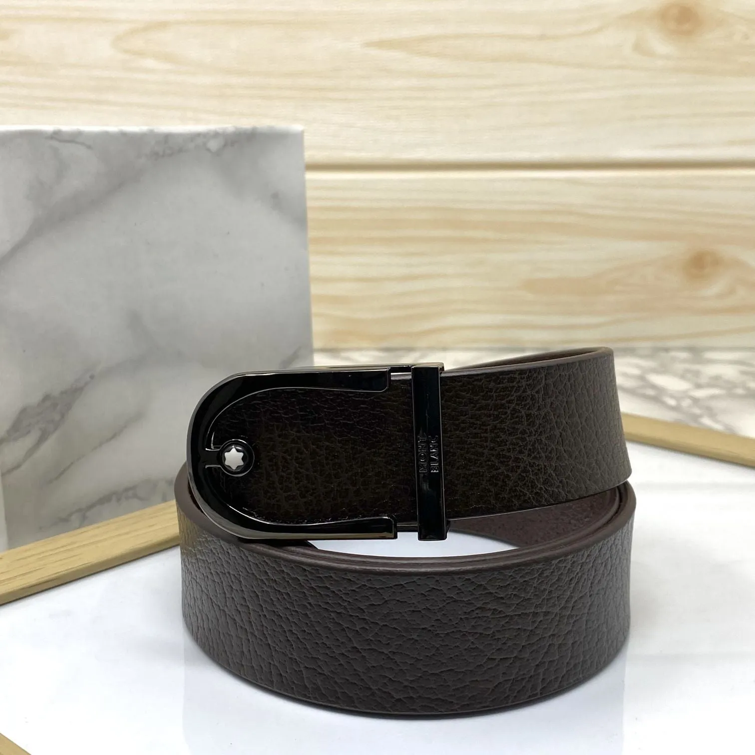 U-Shape Signature Formal Leather Strap Belt-JonasParamount