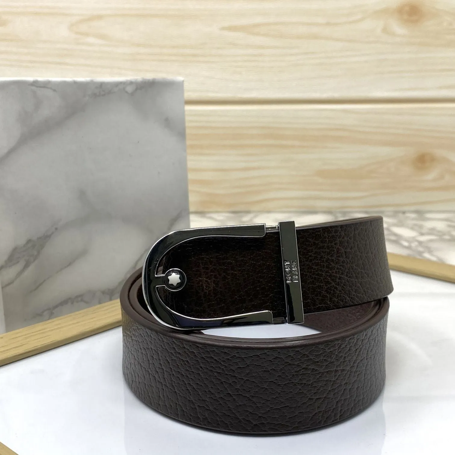 U-Shape Signature Formal Leather Strap Belt-JonasParamount