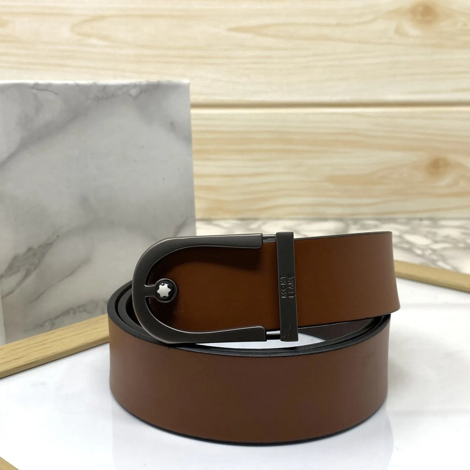 U-Shape Signature Formal Leather Strap Belt-JonasParamount