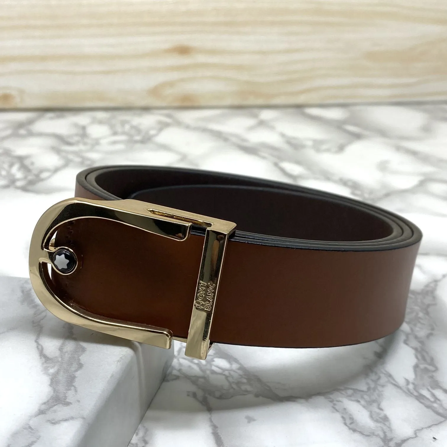 U-Shape Signature Formal Leather Strap Belt-JonasParamount