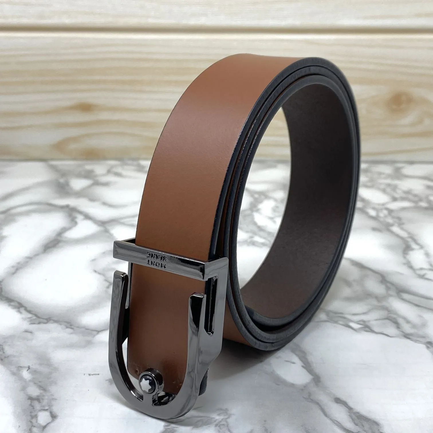 U-Shape Signature Formal Leather Strap Belt-JonasParamount