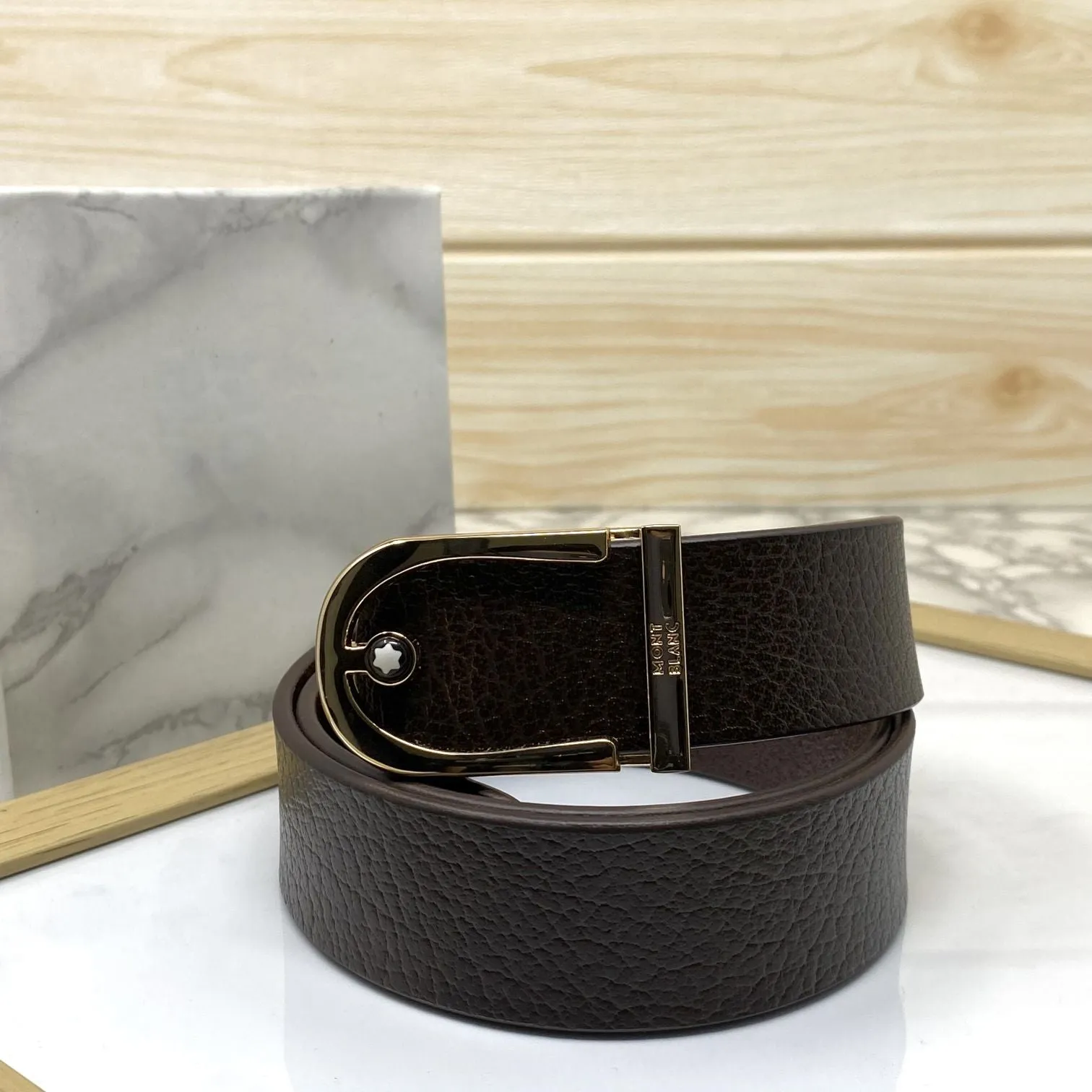 U-Shape Signature Formal Leather Strap Belt-JonasParamount