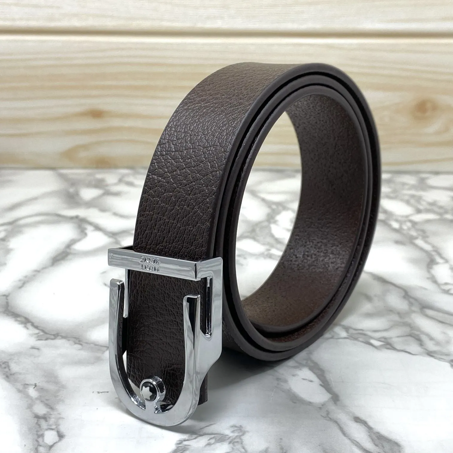 U-Shape Signature Formal Leather Strap Belt-JonasParamount