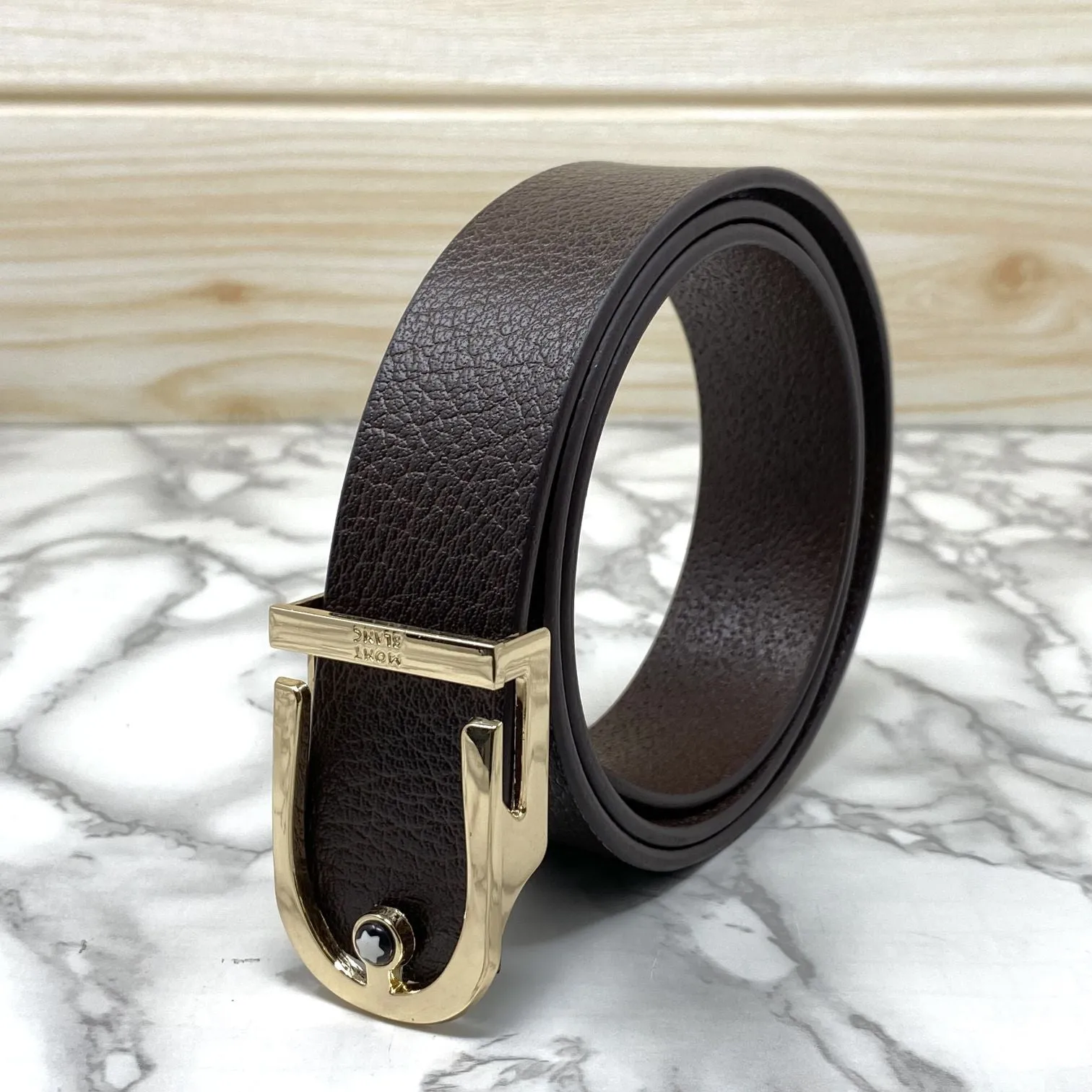 U-Shape Signature Formal Leather Strap Belt-JonasParamount