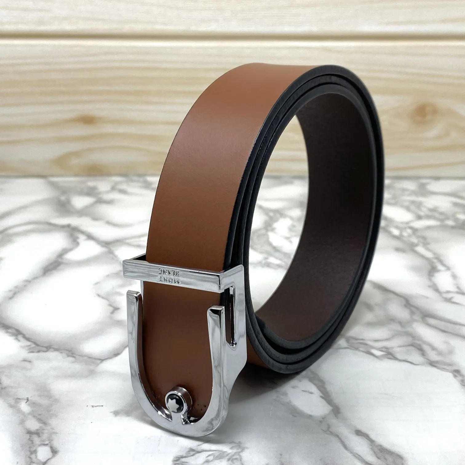 U-Shape Signature Formal Leather Strap Belt-JonasParamount