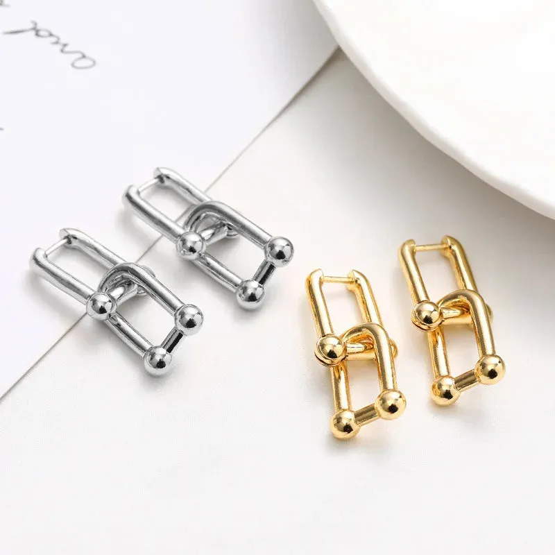 VAIGE Elegant Silver U-Shape Earrings with Cubic Zirconia for Parties and Anniversaries - Gold Plated Trendy Jewelry Gift