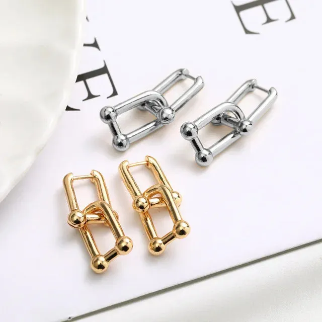 VAIGE Elegant Silver U-Shape Earrings with Cubic Zirconia for Parties and Anniversaries - Gold Plated Trendy Jewelry Gift