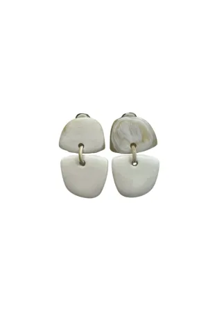 White Resin Clip On Earrings