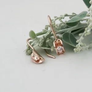 White Sapphire Rose Gold drop earrings