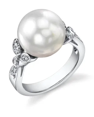 White South Sea Pearl & Diamond Floret Ring